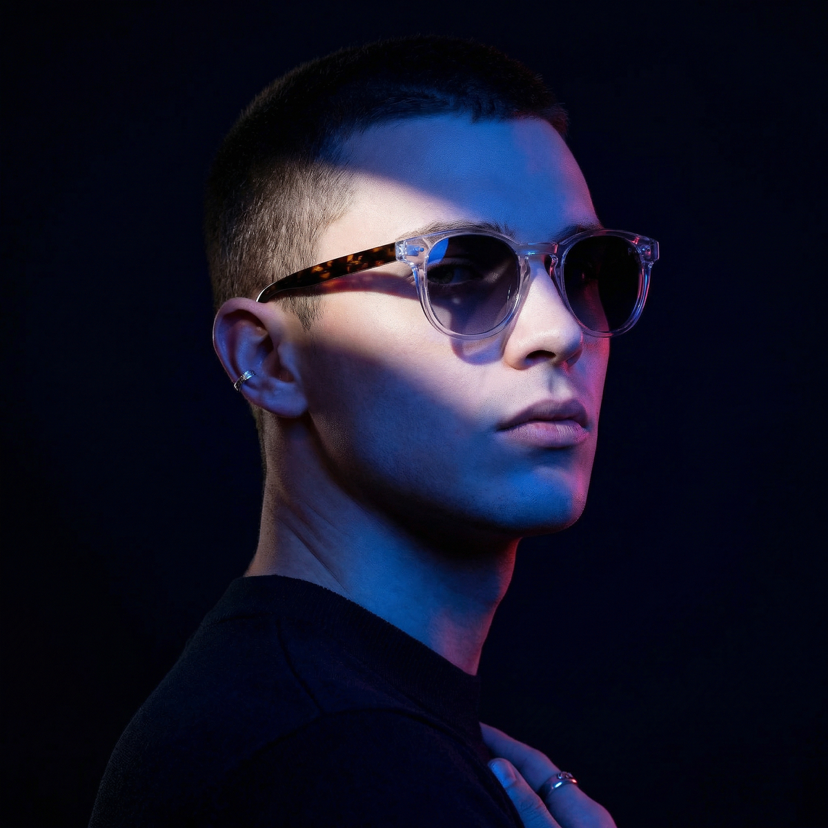 Photorealistic on-model photo created with ANZURES — outdoor garden scene