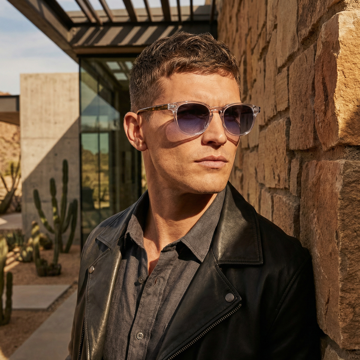 Photorealistic on-model photo created with ANZURES — indoor candid moment